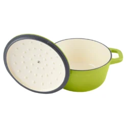 Zelancio HOME GOODS 3 Quart Enameled Cast Iron Dutch Oven With Lid, Green