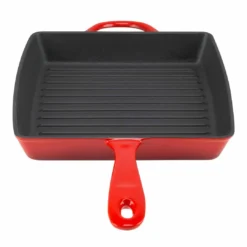 Zelancio 10 Inch Enameled Cast Iron Square Grill Pan
