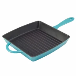 Zelancio 10 Inch Enameled Cast Iron Square Grill Pan