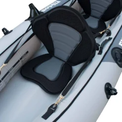 Elkton Outdoors Cormorant Inflatable 2 Person Fishing Kayak Set With 6 Rod Holders, Paddles, Double Action Pump