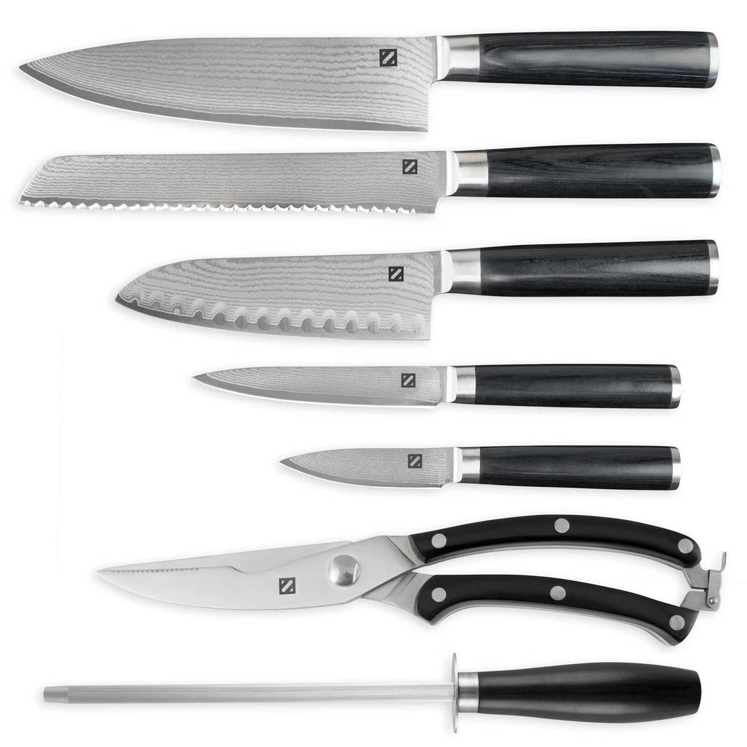 Zelancio HOME GOODS 7 Piece Japanese VG-10 Damascus Steel Chef Knife Set