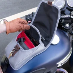 VuzMoto VEHICLE ACCESSORIES Mini Tank Bag With Phone Window, Magnetic Mounting System, Multiple Compartments And Leather Finish