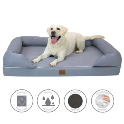 Frontpet PET SUPPLIES Memory Foam Pet Lounger With Removable Slip Cover And Padded Backrest