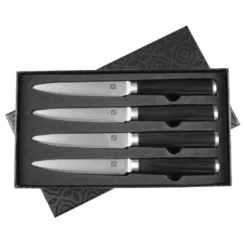 Zelancio 4 Piece Japanese VG-10 Steel Steak Knives With Sharp, Non-Serrated Damascus Steel Blades HOME GOODS