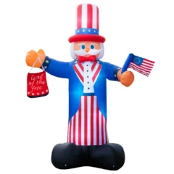 Holidayana® Inflatable 4th Of July Uncle Sam Decoration With Built-In Fan And LED Lights HOME GOODS